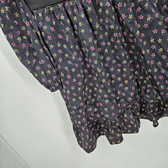 Diane Von Furstenberg Dress Black Lizbeth Silk Floral V-Neck Long Sleeve Size 4 - Picture 7 of 8